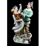 MEISSEN; a 19th century figure group, 'Harlequin and Family', modelled after the original by JJ