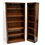 Two reproduction oak free standing five shelf bookcases, the larger approx 199 x 93.5cm (2).