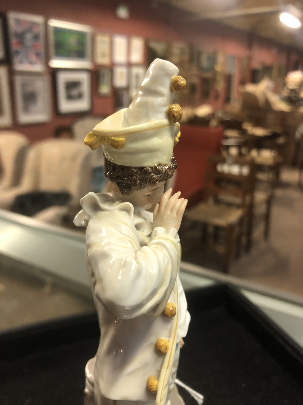 MEISSEN; a 19th century figure of a clown, blue painted crossed swords mark to base, also incised - Image 8 of 11