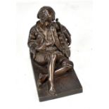 LEON THAREL (French 1858-1902); 'The Idle Fiddler', a late 19th century bronze figure modelled as