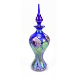 DAVE BARRAS FOR OKRA GLASS; an 'Eiger' perfume bottle and stopper, signed to base, height 20cm, with