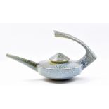 JEREMY NICHOLS (born 1948); a salt glazed teapot with open handle, height 19cm. (D)Additional