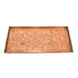 KEWSICK SCHOOL OF INDUSTRIAL ART; an Arts and Crafts rectangular copper tray with repoussé
