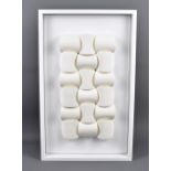 ERIC MOSS (born 1959); 'Weavewave 18', a tessellated array of three rows of six unglazed porcelain