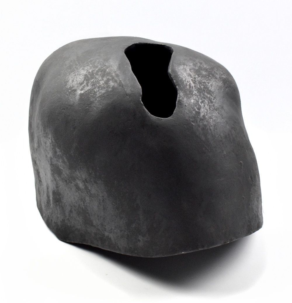 GORDON BALDWIN (born 1932); earthenware covered in black pigment, 'Black Vessel, Boulder Shouting