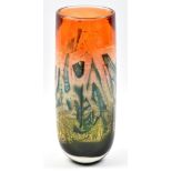 JONATHAN HARRIS; a 'Trial' studio glass vase in orange and turquoise with opaque, white, green and