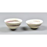 ANIMA ROOS (born 1956); two small porcelain bowls, incised signatures, largest diameter 10cm (2). (