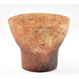 PAUL PHILP (born 1941); a chalice shaped stoneware vessel with textured surface and uneven rim,