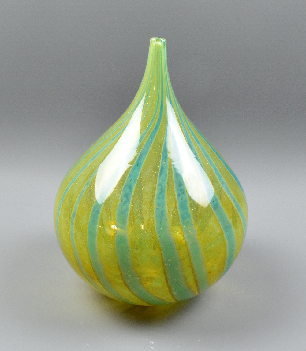 ERIC DOBSON FOR MDINA GLASS; an 'Onion' vase, internally decorated in the 'Sand & Sea' pattern,