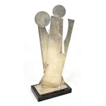 PETER THURSBY (1930-2011); a contemporary silver sculpture, 'Optimism', raised on a polished