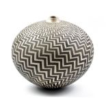 ILONA SULIKOVA (born 1949); a raku vessel decorated with zigzags, height 25.5cm.Additional