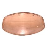 WILLIAM ARTHUR SMITH BENSON; an Arts and Crafts brass copper tray with stepped edge, impressed