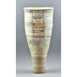 ROBIN WELCH (1936-2019); a tall tapered and pierced stoneware vessel, impressed RW mark, height