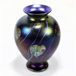 RICHARD GOLDING FOR OKRA GLASS; an 'Ebony' ovoid vase, signed and dated 2004 to base, height 16cm,