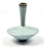 ANTONIA SALMON (born 1959); a tall necked stoneware vase, burnished and smoke fired sage green