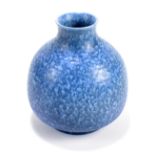 ROYAL LANCASTRIAN; a matte glazed bulbous vase with mottled blue decoration, impressed marks,