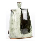 JAMES HAKE (born 1979); a large stoneware bottle covered in nuka ash and tenmoku glaze, side