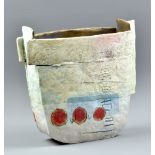 CRAIG UNDERHILL (born 1968); a rectangular earthenware vessel, 'Three Circles', incised signature,