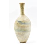 ANDREW DAVIDSON; a stoneware bottle with blue and sea green decoration on pitted white ground,