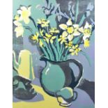 DIANE OLDHAM; a signed limited edition screenprint, 'Tulips and Irises', no. 4/10, 61 x 45.5cm,