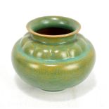 PILKINGTON'S ROYAL LANCASTRIAN; a matte finish gourd vase decorated with a bronze and powdered green