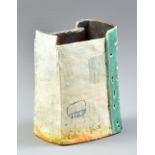 CRAIG UNDERHILL (born 1968); a rectangular earthenware vessel, 'Green Edge', incised signature,