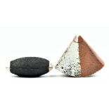 GUNHILD AABERG (born 1939); a stoneware vessel with curved base and cover and a lozenge shaped box