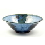 EDDIE CURTIS (born 1953); a stoneware open bowl, polychrome decoration, impressed EC mark,