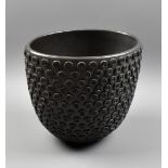 SUE HANNA (born 1963); a burnished stoneware bowl with textured surface, impressed mark, made