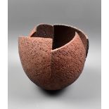 ASHRAF HANNA (born 1967); a stoneware cut and altered bowl form, 'Textured', incised ASH mark,