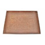 KESWICK SCHOOL OF INDUSTRIAL ARTS; an Arts and Crafts rectangular copper tray, repoussé decorated