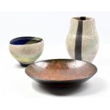 TIM ANDREWS (born 1960); a raku vase partially covered in white crackle glaze, impressed TA mark,