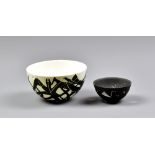 ANGELA VERDON (born 1949); an incised porcelain bowl with abstract decoration and a pierced bowl,