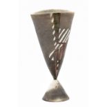 DAVID HOWARD JONES (born 1953); a raku vessel of conical form with splayed base, incised mark,