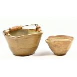 LINDA CHRISTIANSON (born 1952); and wood fired stoneware basket and matching pouring bowl, basket