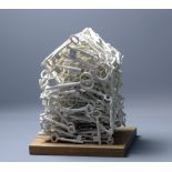 CAROLINE TATTERSALL; a cast porcelain sculpture, 'Keyhouse', held together with transparent glaze,