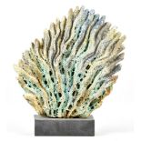 WENDY LAWRENCE; 'Wave Form', a carved stoneware sculpture layered with textured volcanic glazes