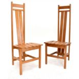 RICHARD LA TROBE-BATEMAN (born 1938); a set of twelve oak high-backed chairs, with adzed seats and