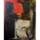 HARRY OUSEY (1915-1985); a large oil on canvas, abstract study, signed, dated '64 verso and with