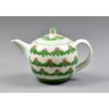 DEREK EMMS (1929-2004); a porcelain teapot decorated with red berries and green leaves on celadon