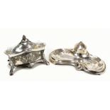 WMF; an Art Nouveau silver plated rectangular jewellery casket and cover, length 12cm, together with