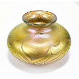 RICHARD GOLDING FOR OKRA GLASS; a 'Gold Nebular' squat vase, height 9cm, in Okra box.