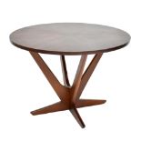 GEORG JENSEN FOR KUBUS; a 'Starburst' teak coffee table on quadrapartite base, 54.5 x 77.8cm.