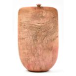 PETER HAYES (born 1946); a raku bottle form with fractured pink surface, impressed early mark,