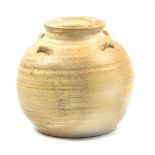 MASANOBU IZUMIHARA; a large anagama fired lugged stoneware vase, incised marks, height 25.5cm.