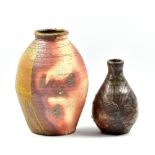 JOHN KERSHAW (born 1940); a stoneware vase with serrated rim, impressed JK mark, height 25cm, and