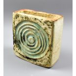 ALAN WALLWORK (1931-2019); a rectangular stoneware slab vase with swirling pattern picked out in