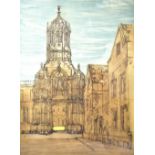 RICHARD BEER (1928-2017); an etching with coloured aquatint, 'Christ Church', signed in pencil lower