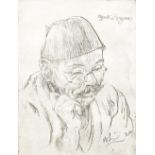After BERNARD LEACH (1887-1979); a soft ground etching, 'Portrait of Ogata Kenzan VI' (also known as