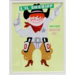 UNATTRIBUTED; watercolour 'L'il Sheriff' depicting a child in sheriff's costume, 31.5 x 23.